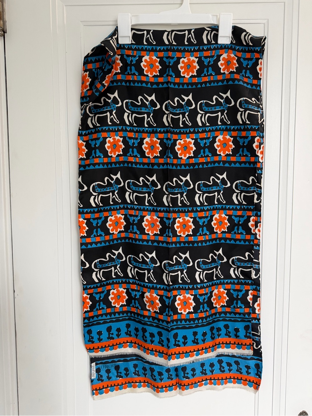 Vintage Doro 100% Silk Made In Italy Mod Horse Print Scarf
